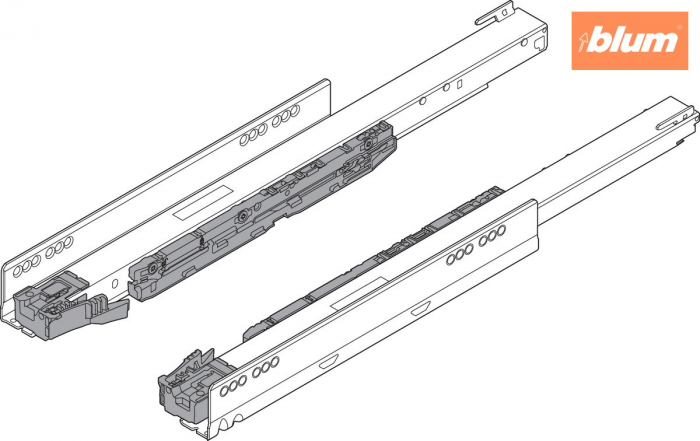 Şina de corp LEGRABOX cu BLUMOTION S, Extragere totală, 70 kg, NL=500 mm, dreapta+stânga, finisaj zincat 753.5001S [2]