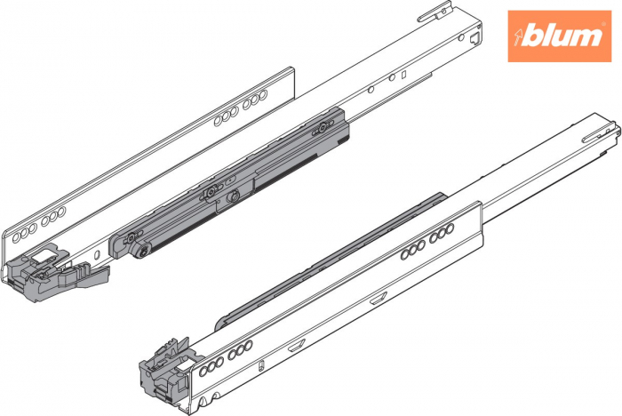 Şina de corp LEGRABOX cu TIP-ON, Extragere totală, 70 kg, NL=650 mm, dreapta+stânga, finisaj zincat 753.6501T [2]