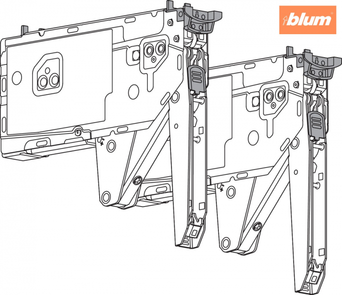 Sisteme de ridicare AVENTOS HK top, Mecanism de ridicare (set), LF=3200-9000 (la 2 buc.), prin înşurubare, pentru Potrivit pentru SERVO-DRIVE, finisaj zincat 22K2900 [2]