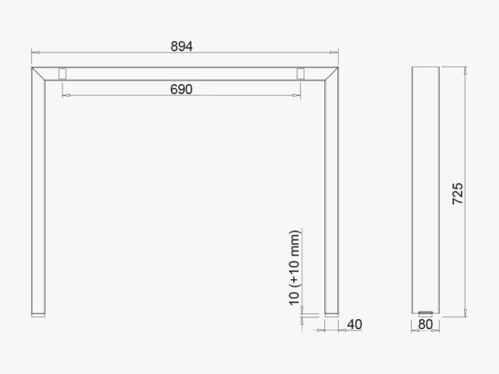 Structura pentru masa extensibila Flex 900, pentru lungime blat 1400 - 1900 mm, finisaj negru [9]