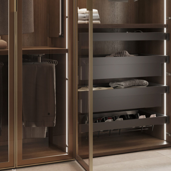 Suport pantaloni extractibil, 11 bare, glisiere cu extractie totala, otel, finisaj titan [7]