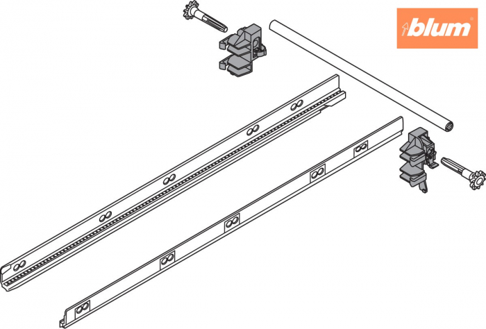 TANDEMBOX Mecanism de stabilizare laterală (construibil spre spate), NL=450 mm, KB=1200 mm, Extensie totală, Extragere cu front înalt, finisaj R7037 gri închis ZST.450BB [1]
