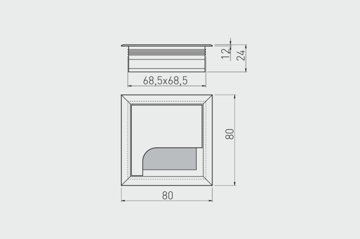 Trecere cabluri patrata MERIDA, 80x80 mm, finisaj negru [4]