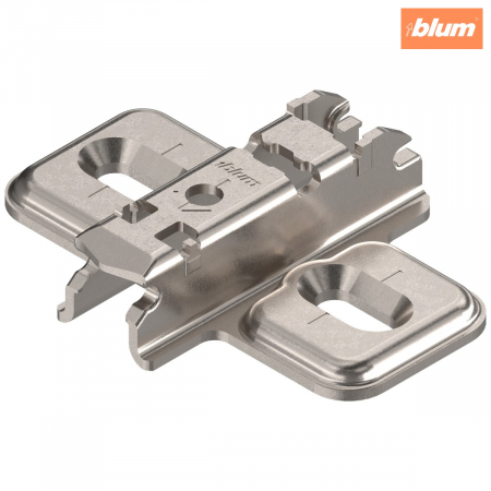 Feronerie usi si sertare - CLIP Plăcuţă de montaj, în cruce, 3 mm, oţel, şuruburi, reglaj pe înălţime: Gaură alungită, finisaj nichelat 173L6130