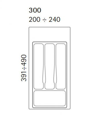 Organizatoare sertare - Compartimentare tacamuri pentru latime front sertar de 300 mm, finisaj alb