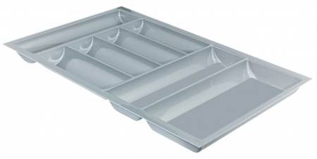 Organizatoare sertare - Compartimentare tacamuri premium gri argintiu, pentru latime front sertar de 800 mm