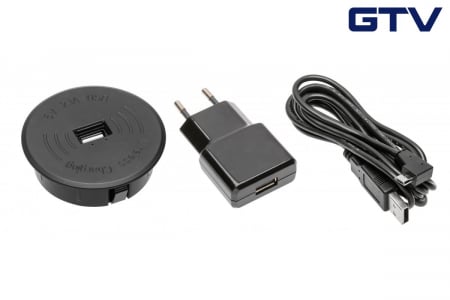Accesorii mobilier - Incarcator wireless incorporabil + 1xUSB A, negru