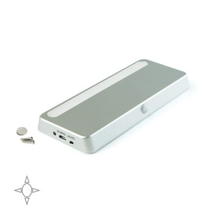 Benzi LED si accesorii - Lampa LED Kraz USB cu senzor de miscare, 4000K, finisaj gri metalizat