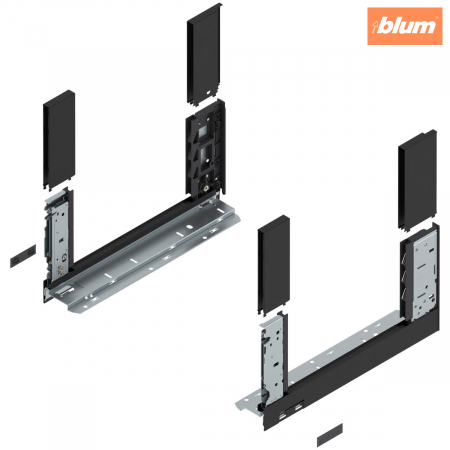 Feronerie usi si sertare - Laterală de sertar LEGRABOX free, Înălţime C (177 mm), NL=350 mm, dreapta+stânga, pentru LEGRABOX free, finisaj negru-carbon mat 780C3502S