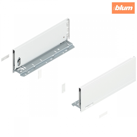 Legrabox - Blum - Laterală de sertar LEGRABOX, Înălţime K (128.5 mm), NL=350 mm, dreapta+stânga, pentru LEGRABOX pure, finisaj alb-mătase mat 770K3502S