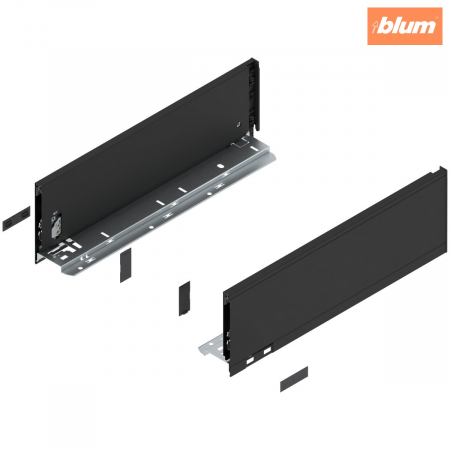 Sisteme pentru sertare - Laterală de sertar LEGRABOX, Înălţime K (128.5 mm), NL=400 mm, dreapta+stânga, pentru LEGRABOX pure, finisaj negru-carbon mat 770K4002S