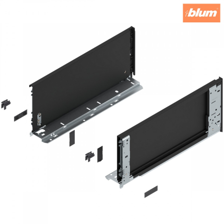 Sisteme pentru sertare - Laterală de sertar LEGRABOX (interior), Înălţime C (177 mm), NL=400 mm, dreapta+stânga, pentru LEGRABOX pure, finisaj negru-carbon mat 770C4001S