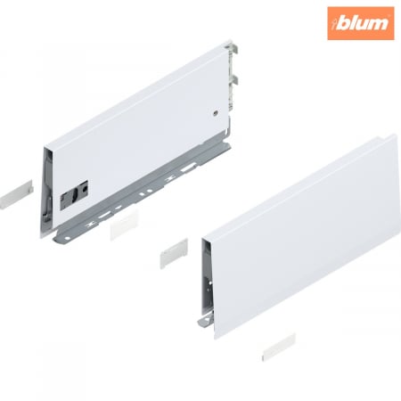 Merivobox - Blum - Laterală de sertar MERIVOBOX, Înălţime K (129 mm), NL=300 mm, dreapta+stânga, finisaj alb-mătase mat 470K3002S