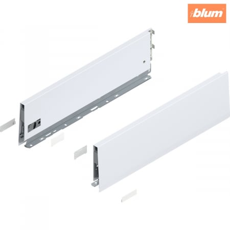 Merivobox - Blum - Laterală de sertar MERIVOBOX, Înălţime K (129 mm), NL=450 mm, dreapta+stânga, finisaj alb-mătase mat 470K4502S