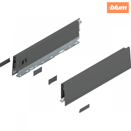 Merivobox - Blum - Laterală de sertar MERIVOBOX, Înălţime M (91 mm), NL=350 mm, dreapta+stânga, finisaj gri-orion mat 470M3502S