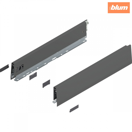 Sisteme pentru sertare - Laterală de sertar MERIVOBOX, Înălţime M (91 mm), NL=450 mm, dreapta+stânga, finisaj gri-orion mat 470M4502S
