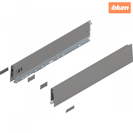 Accesorii mobilier - Laterală de sertar MERIVOBOX, Înălţime M (91 mm), NL=500 mm, dreapta+stânga, finisaj gri indiu mat 470M5002S