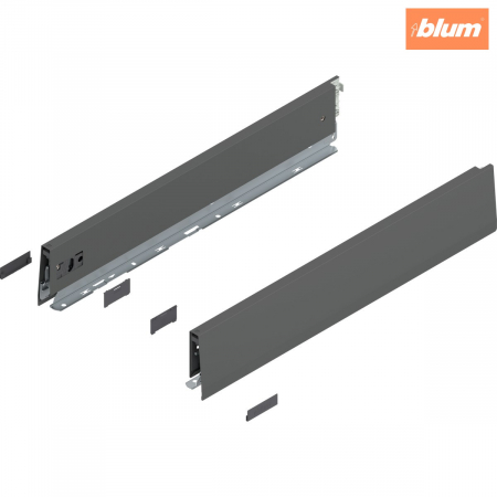 Accesorii mobilier - Laterală de sertar MERIVOBOX, Înălţime M (91 mm), NL=500 mm, dreapta+stânga, finisaj gri-orion mat 470M5002S