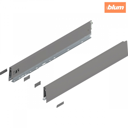 Merivobox - Blum - Laterală de sertar MERIVOBOX, Înălţime M (91 mm), NL=600 mm, dreapta+stânga, finisaj gri indiu mat 470M6002S