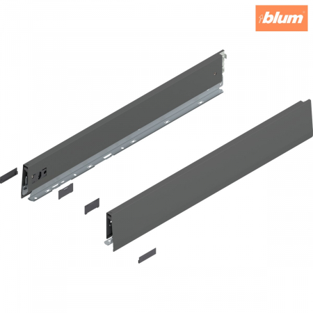 Merivobox - Blum - Laterală de sertar MERIVOBOX, Înălţime M (91 mm), NL=600 mm, dreapta+stânga, finisaj gri-orion mat 470M6002S