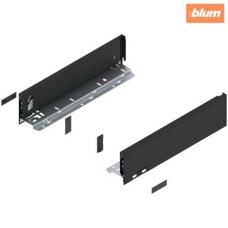 Legrabox - Blum - Laterală LEGRABOX, Înălţime M (90.5 mm), NL=350 mm, dreapta+stânga, pentru LEGRABOX pure, finisaj negru-carbon mat 770M3502S