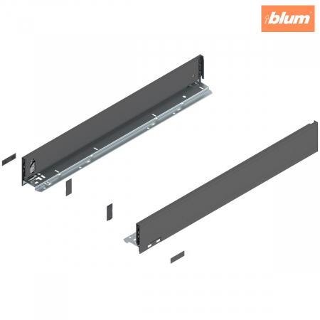 Legrabox - Blum - Laterală LEGRABOX, Înălţime M (90.5 mm), NL=650 mm, dreapta+stânga, pentru LEGRABOX pure, finisaj gri-orion mat 770M6502S