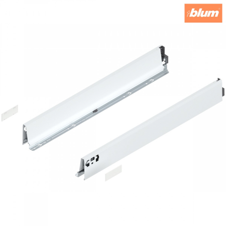 Tandembox Antaro - Blum - Laterală TANDEMBOX, Înălţime M (83.6 mm), NL=650 mm, dreapta+stânga, pentru TANDEMBOX antaro, finisaj în culoare "Seidenweiss" (alb sidefat) 378M6502SA