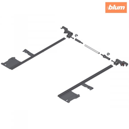 Legrabox - Blum - LEGRABOX Mecanism de stabilizare laterală, NL=400 mm, KB=1400 mm, Extensie totală, pentru debitat, finisaj R7037 gri închis ZS7M400LU