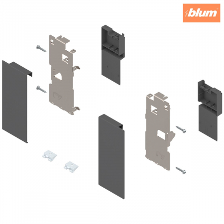 Legrabox - Blum - LEGRABOX Suporturi de front, înălţime K, pentru sertar interior, dreapta+stânga, pentru LEGRABOX pure, finisaj gri-orion mat ZI7.0KS0