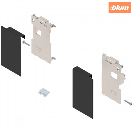 Accesorii mobilier - LEGRABOX Suporturi de front, montat cu şurub pentru distanţier, pentru sertar interior, dreapta+stânga, pentru LEGRABOX pure, finisaj negru-carbon mat ZI7.0MS0