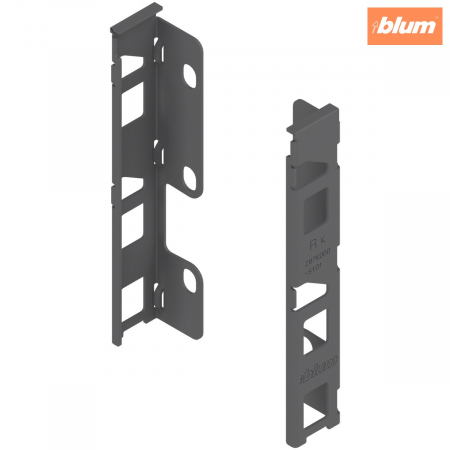 Legrabox - Blum - LEGRABOX Suporturi pentru spate de lemn, Înălţime K (144 mm), dreapta+stânga, finisaj gri-orion mat ZB7K000S