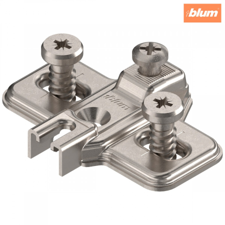 Accesorii mobilier - MODUL Plăcuţă de montaj, în cruce, 0 mm, oţel, destinat înșurubării cu euroșuruburi premontate, reglaj pe înălţime: Gaură alungită, finisaj nichelat 193L8100