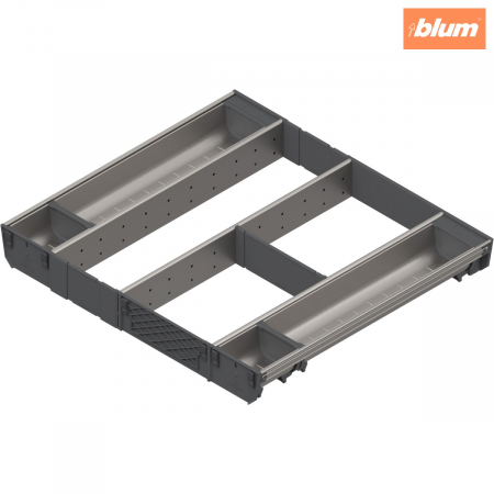 Resigilate - ORGA-LINE Set combinat (cu ocupare completă), pentru TANDEMBOX Sertar, NL=500 mm, KB=600 mm, finisaj inox-periat/gri închis ZSI.60VUI6