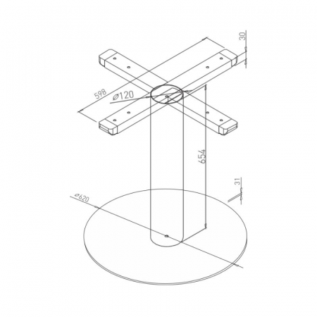 Picior masa central Boma, baza rotunda diam. 620 mm, finisaj negru [1]