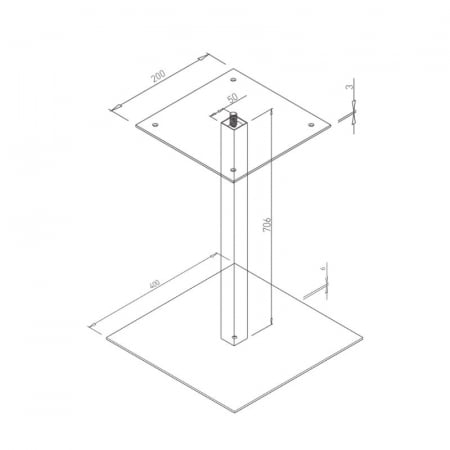 Picior masa central Terra, baza patrata 400x400 mm, finisaj negru [2]
