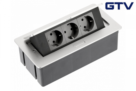 Priza incorporabila dreptunghiulara 3xschuko, aluminiu [0]