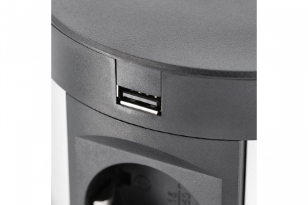 Priza incorporabila rotunda Comfort Plus 4xschuko + 2xUSB A 5V/3.1A + 2xRJ45, neagra [3]