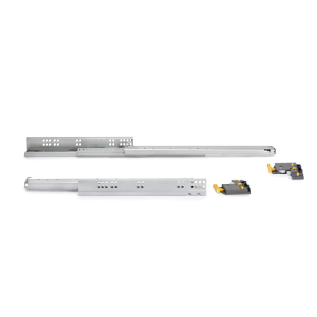 Glisiere sub sertar - Set glisiere ascunse pentru sertare, extractie totala,cu amortizor si prindere tip carlige, 440 mm