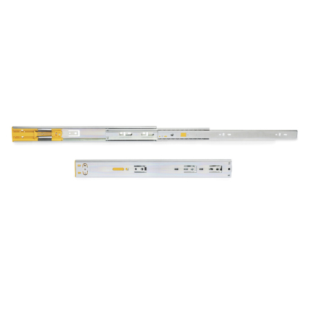 Glisiere cu bile - Set glisiere cu bile pentru sertare, extractie totala, cu deschidere prin apasare si amortizor, H 45 mm, L 600 mm