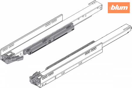 Şina de corp LEGRABOX cu TIP-ON, Extragere totală, 70 kg, NL=650 mm, dreapta+stânga, finisaj zincat 753.6501T [1]
