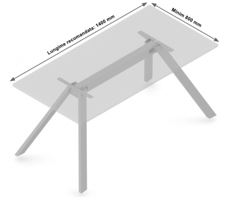 Structura pentru masa sau birou Most, pentru lungime blat 1400 mm, finisaj negru [5]