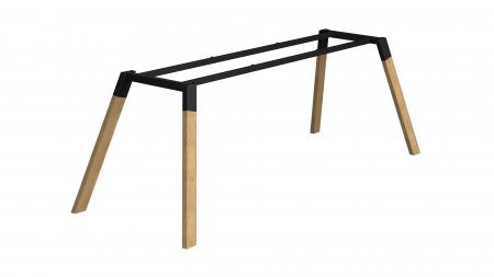 Structuri birou - Structura pentru masa sau birou HiWood, pentru lungime blat 2200 mm, finisaj negru + stejar natur