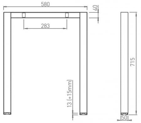 Structura pentru masa sau birou Hubo 600, pentru lungime blat 1800 mm, finisaj negru [5]