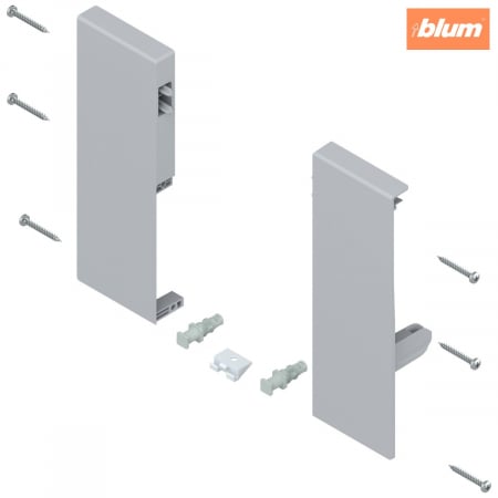 Accesorii mobilier - TANDEMBOX Suporturi de front, înălţime C, pentru extragere interioară cu 1x lonjeron, dreapta+stânga, pentru TANDEMBOX antaro, finisaj gri-aluminiu ZIF.74C0