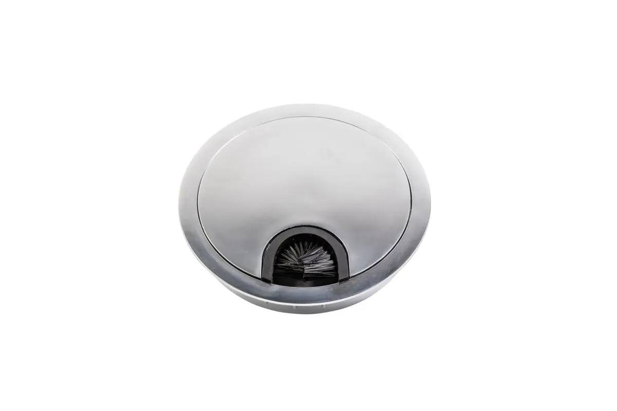 Accesorii birou - Trecere cablu rotunda, diam. 80 mm, finisaj aluminiu