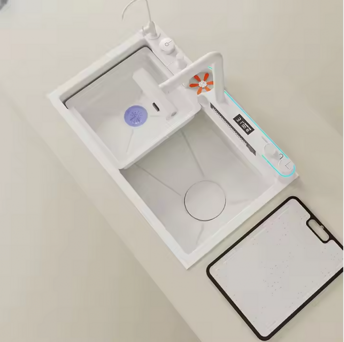 Chiuveta Bucatarie Multifunctionala Glimma, Culoare Alb, Otel Inoxidabil [4]