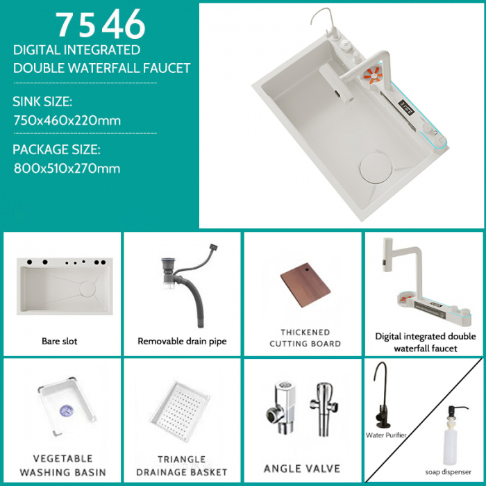 Chiuveta Bucatarie Multifunctionala Glimma, Culoare Alb, Otel Inoxidabil [8]