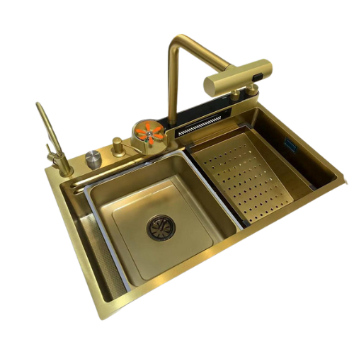 Chiuveta Bucatarie Multifunctionala Glimma, Culoare Gold, Otel Inoxidabil [2]