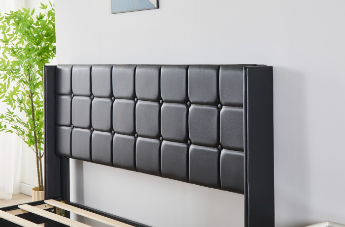 Pat Barcelona Complet Tapitat Catifea, Culoare Negru, 160x200cm [2]