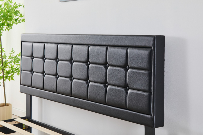 Pat Malaga Complet Tapitat Catifea, Culoare Negru, 160x200cm, Saltea Ortopedica 20cm inclusa [4]